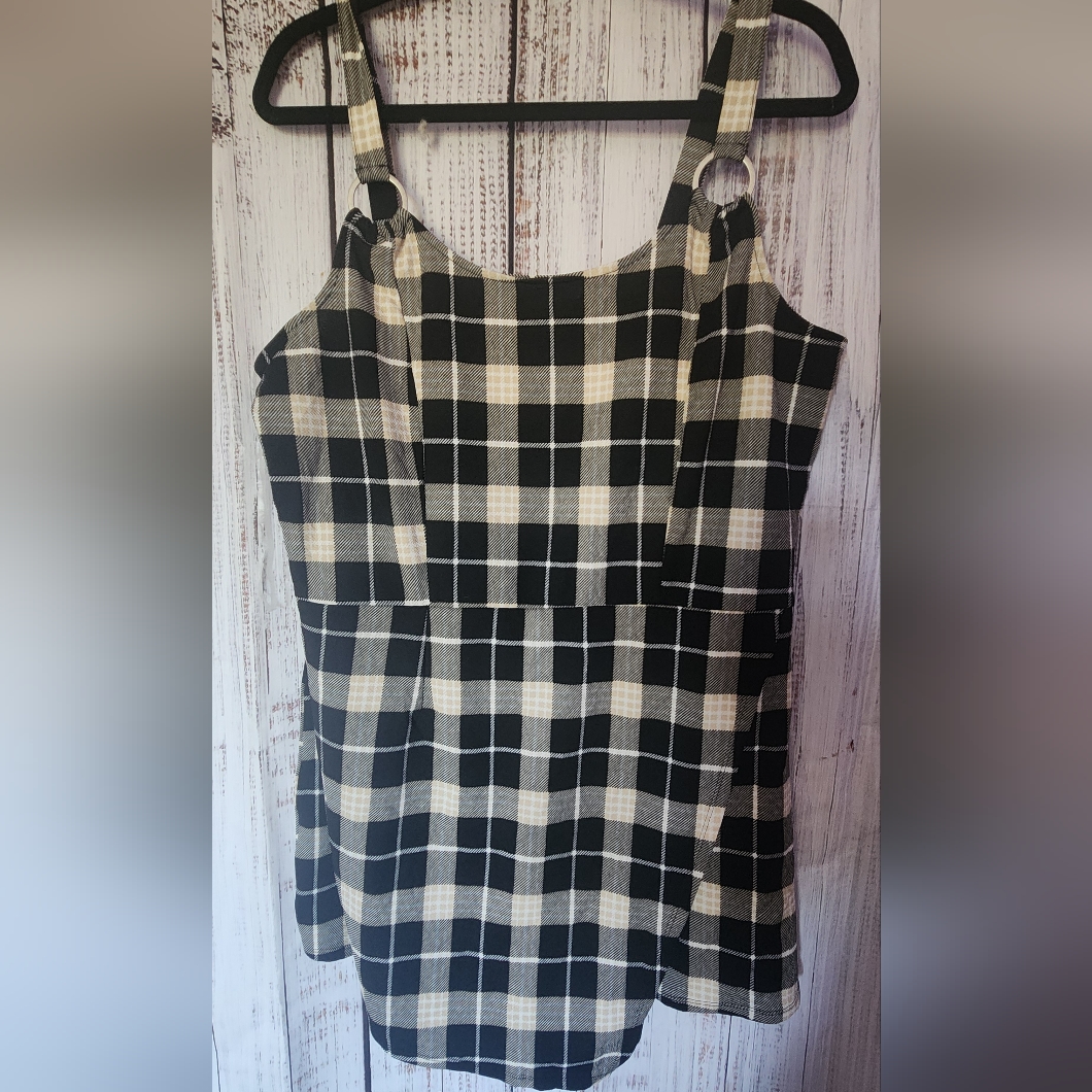 No Boundaries Black And Cream Checkered Dress